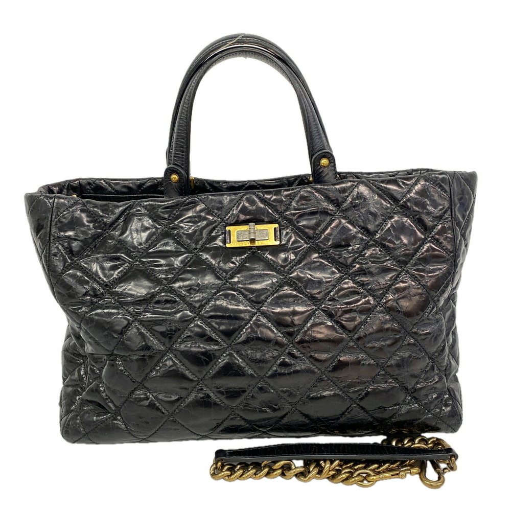 Chanel 2.55 Matelassé Tote Bag with Chain Shoulder Strap, Calfskin, Black and...